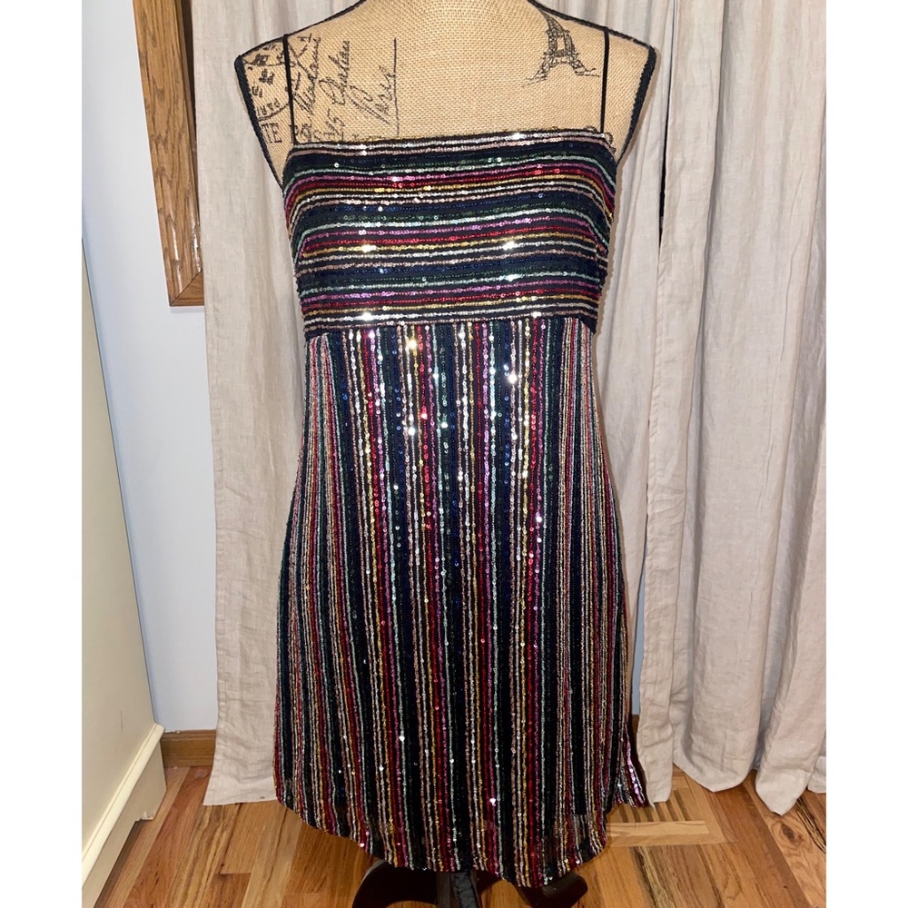Rainbow Sequin Mini Dress